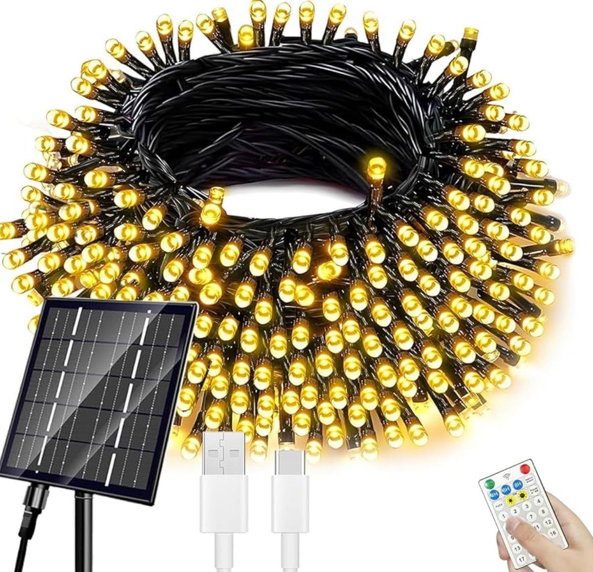 Luces navideñas con panel solar