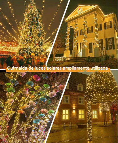 Luces navideñas con panel solar